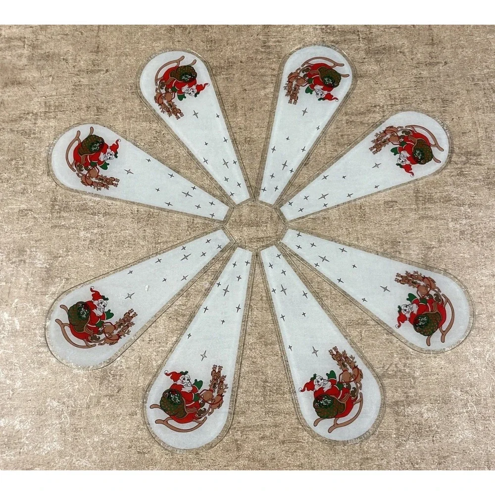 Vintage Set Of 8 IEM Holiday‎ Decor Santa Claus Touch Lamp Panels 1993